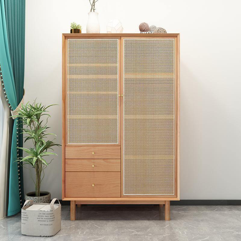 Cane Wardrobe, Hallway Storage, Natural Rattan & Oak | Weilai Concept