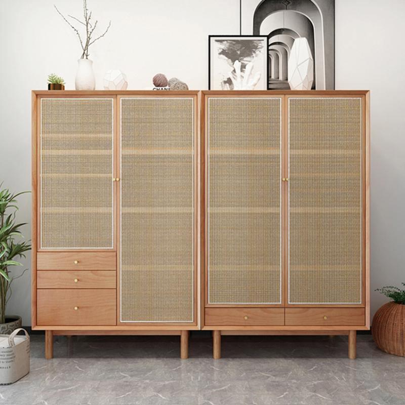 Cane Wardrobe, Hallway Storage, Natural Rattan & Oak | Weilai Concept