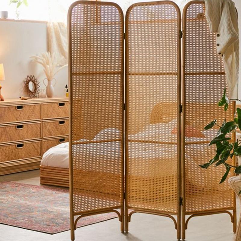 Charlesworth Rattan Room Divider/ Folding Screen, Oak | Weilai Concept