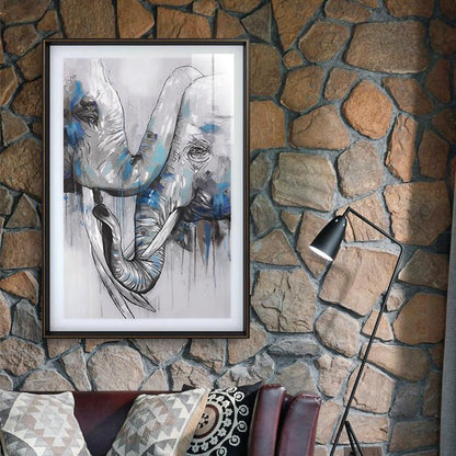 Elephant Parents Framed Wall Art Print 80*120cm | Weilai Concept