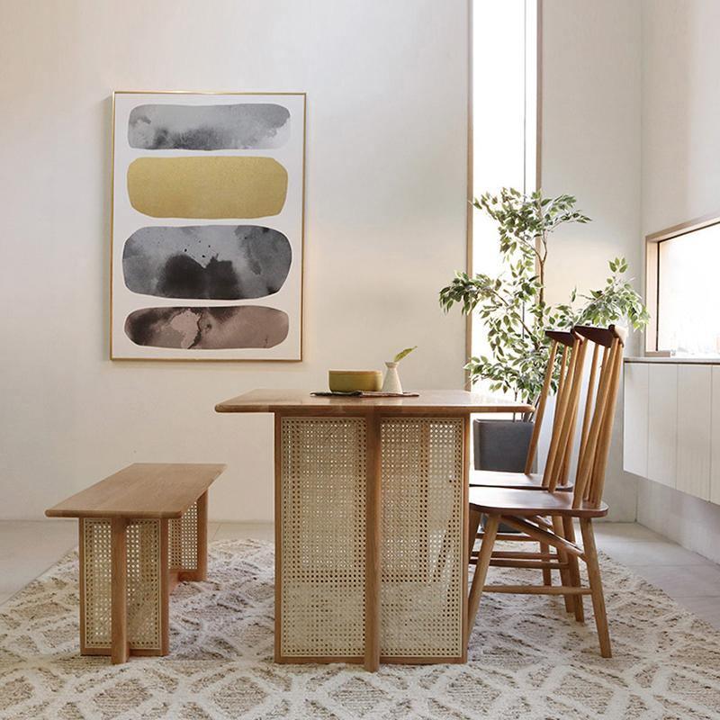 Gavril Rattan Dining Table, Oak | Weilai Concept