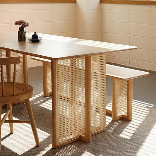 Gavril Rattan Dining Table, Oak | Weilai Concept