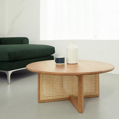 Hagy Rattan Coffee Table, Light Oak | Weilai Concept