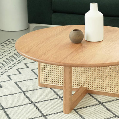 Hagy Rattan Coffee Table, Light Oak | Weilai Concept