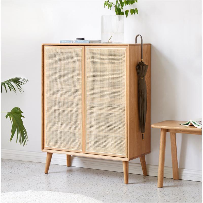 Hans Rattan Shoe Storage Cabinet, Oak | Weilai Concept