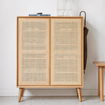 Hans Rattan Shoe Storage Cabinet, Oak | Weilai Concept