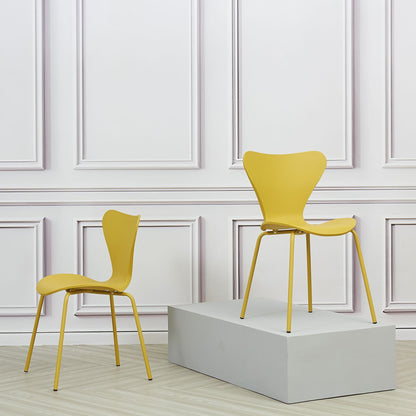 Heyden White Round MDF Dining Table with 2 Yellow Stackable Chairs with Plastic Seat