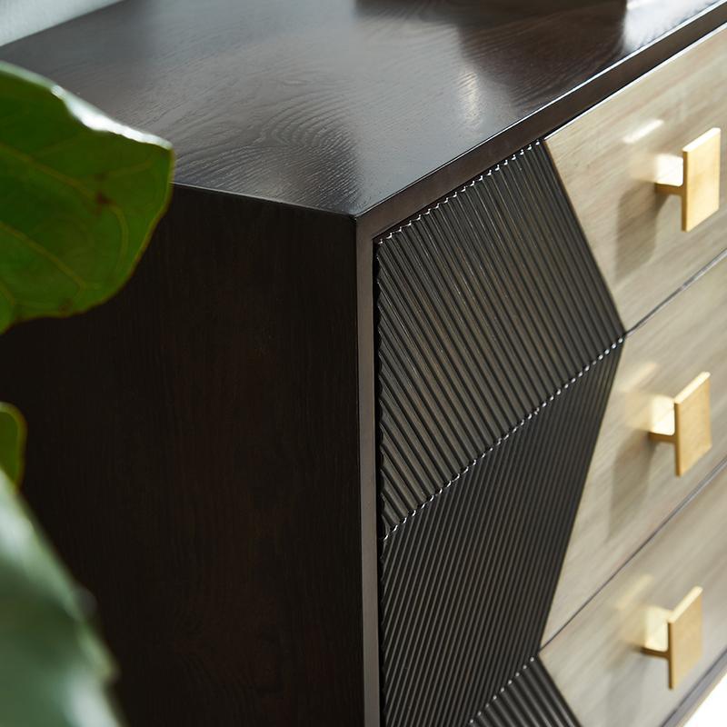 IS9123 Storage Sideboard, Oak & Gold | Weilai Concept