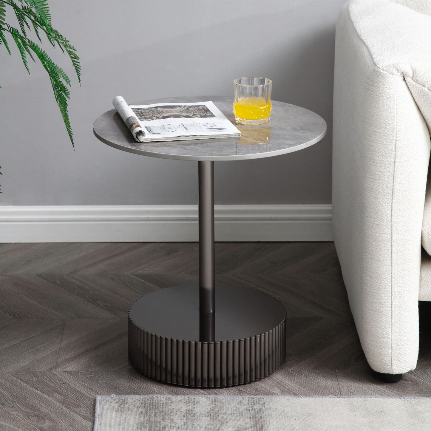 Jolie Round Sintered Stone End Table