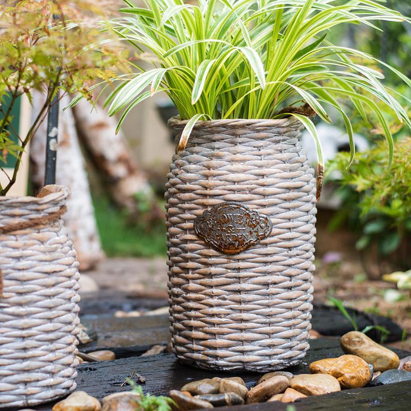 MI37 A Set Of Two Rattan Outdoor Plant Stands | Weilai Concept