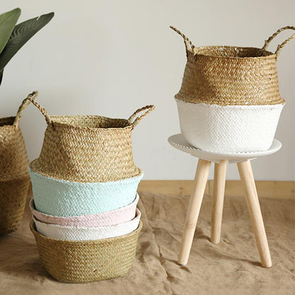 MI44 A Set Of Two Rattan Indoor Plant Stands | Weilai Concept