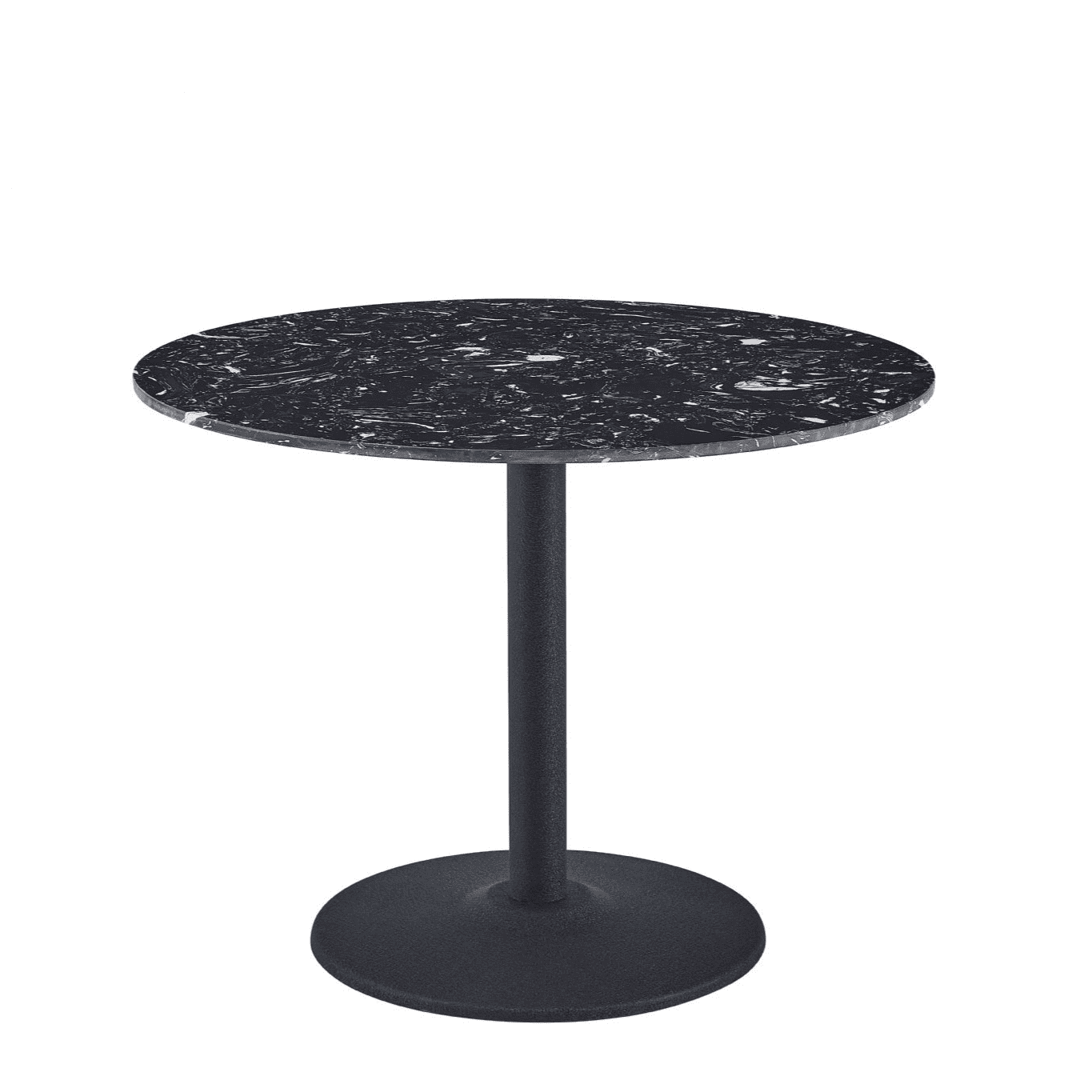 Black Round Marble Dining Table with Black Legs - 100 cm