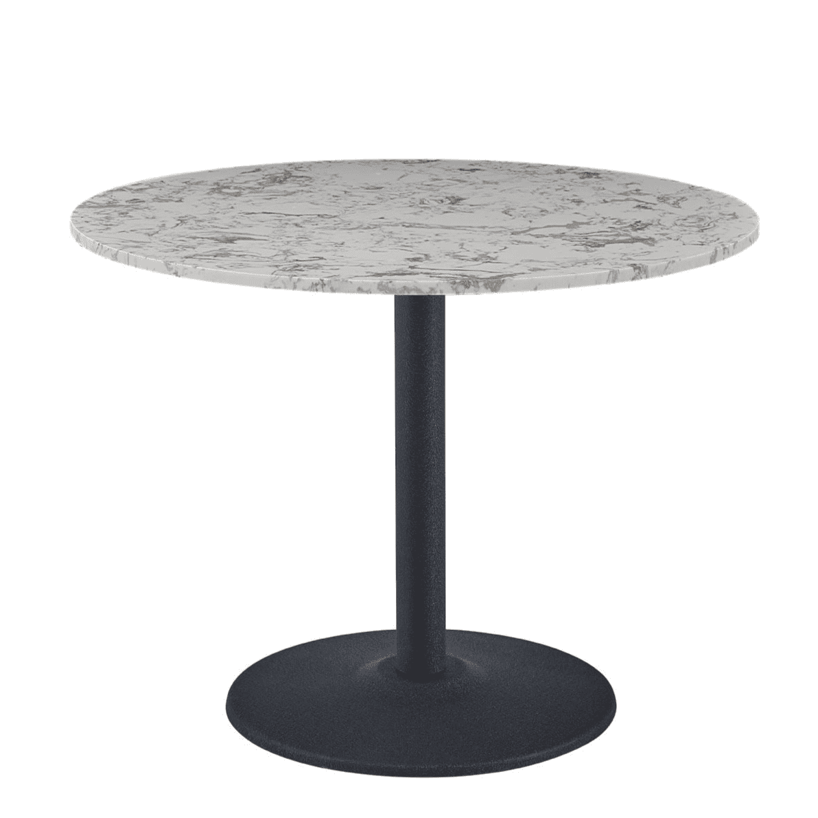 White Round Marble Dining Table with Black Legs