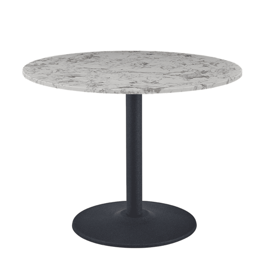 White Round Marble Dining Table with Black Legs