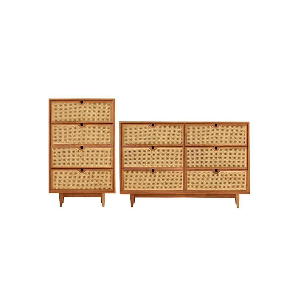 Pavia Chests Of Drawers, Natural Rattan & Oak | Weilai Concept