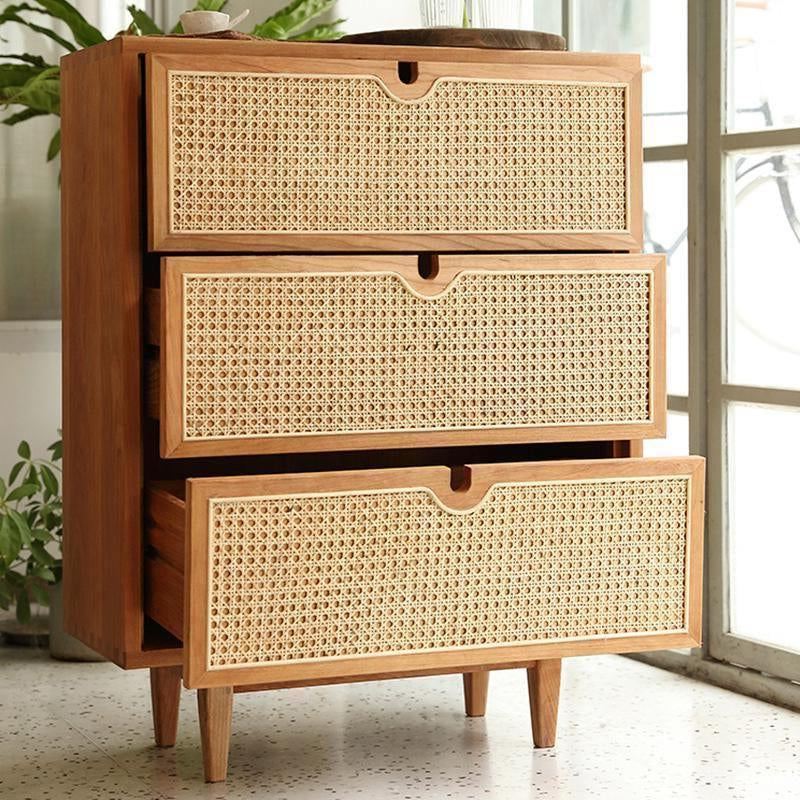 Pavia Chests Of Drawers, Natural Rattan & Oak | Weilai Concept