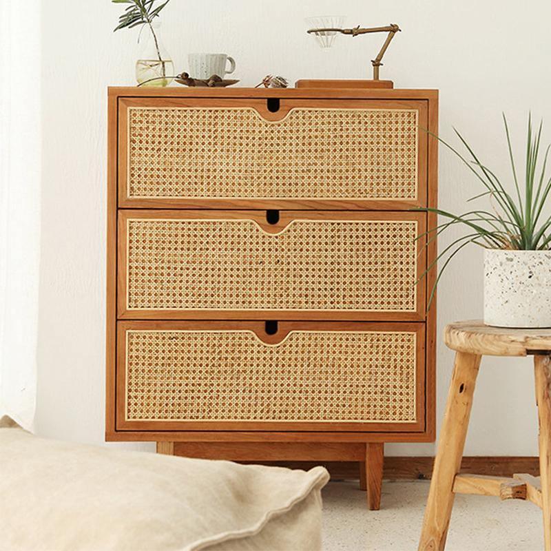 Pavia Chests Of Drawers, Natural Rattan & Oak | Weilai Concept