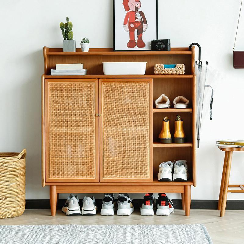 Pavia Shoe Storage, Rattan & Oak | Weilai Concept