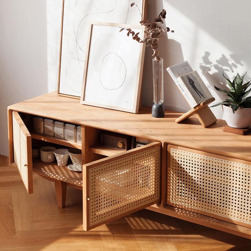 Pavia TV Stand, Rattan & Oak | Weilai Concept