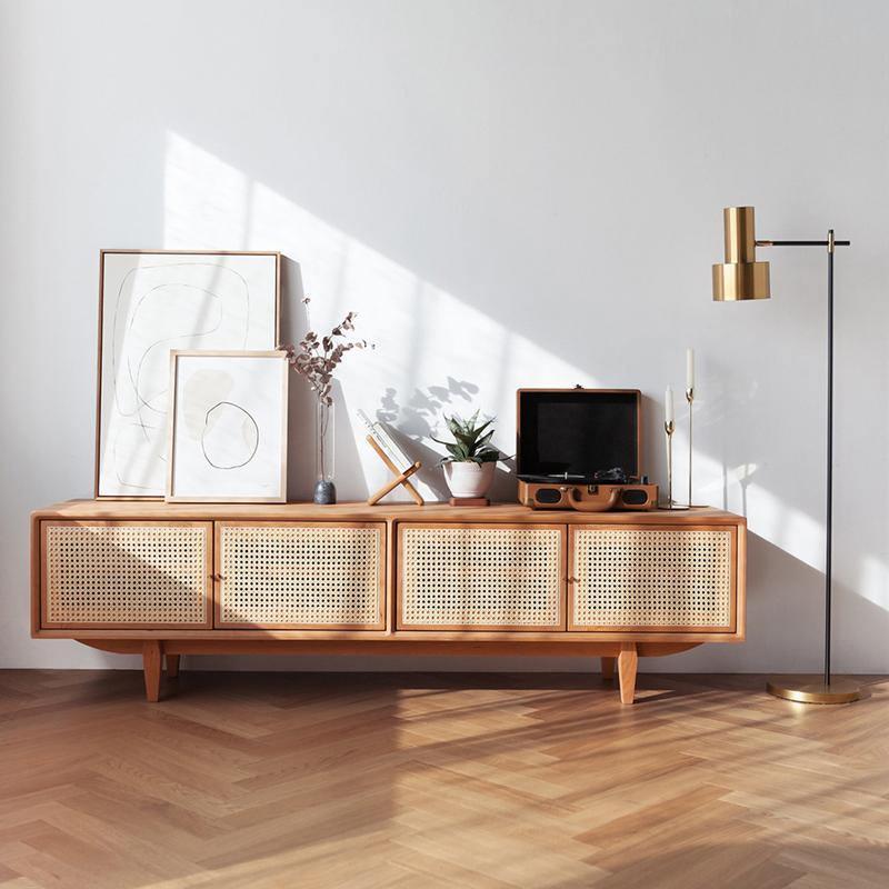 Pavia TV Stand, Rattan & Oak | Weilai Concept