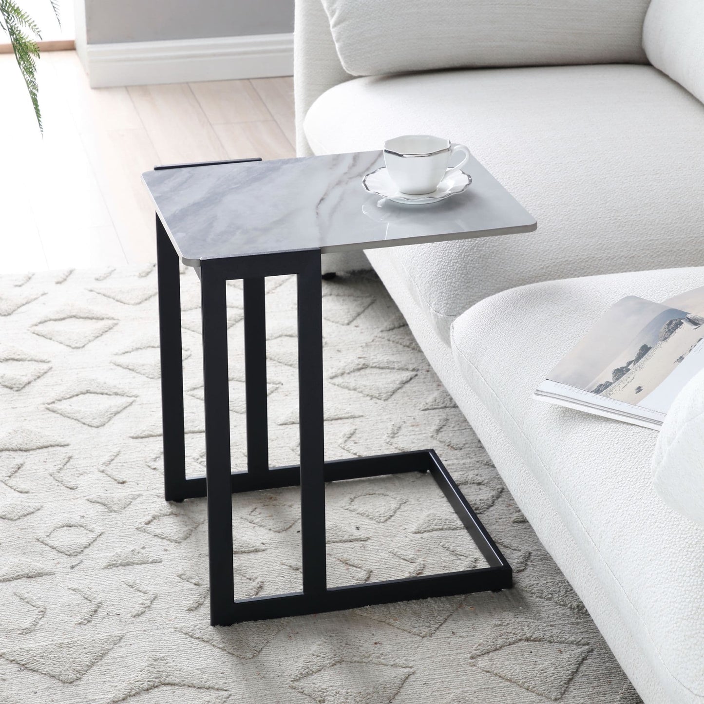 Rita Sintered Stone Side Table with Laptop Stand