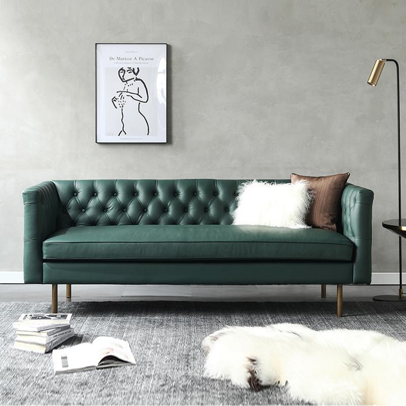 S521 2 Seater Sofa, Dark Green Leather | Weilai Concept