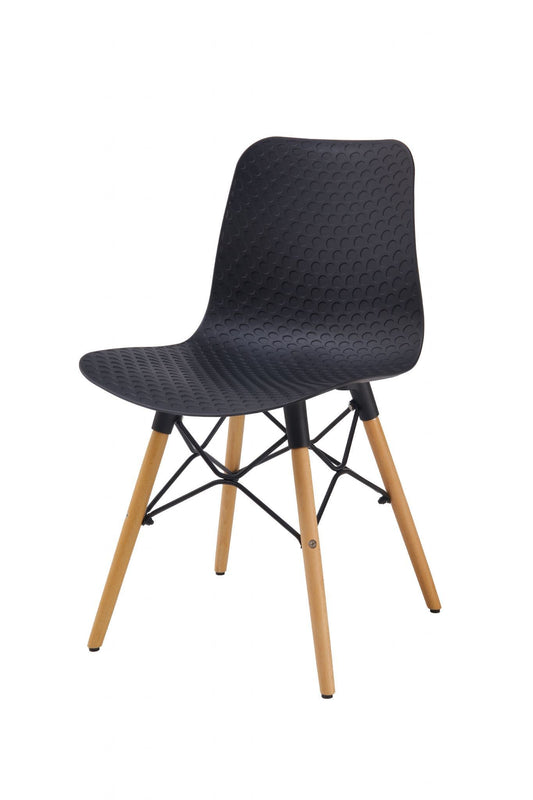 Set of 4 Black Liam Plastic Chairs with Wooden Legs