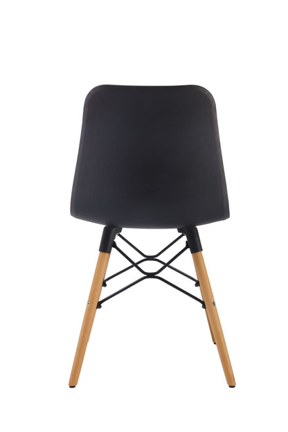 Set of 4 Black Liam Plastic Chairs with Wooden Legs