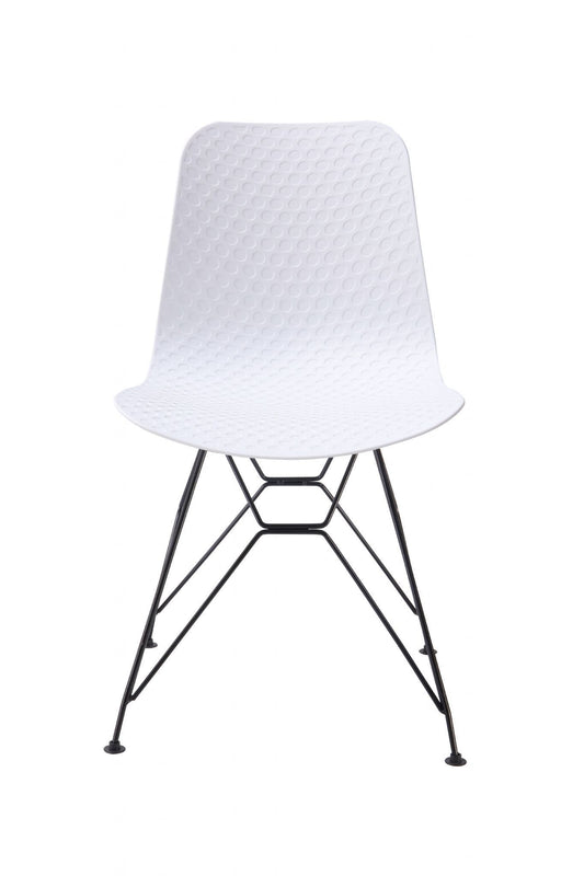 Set of 4 White Celle Plastic Dining Chairs