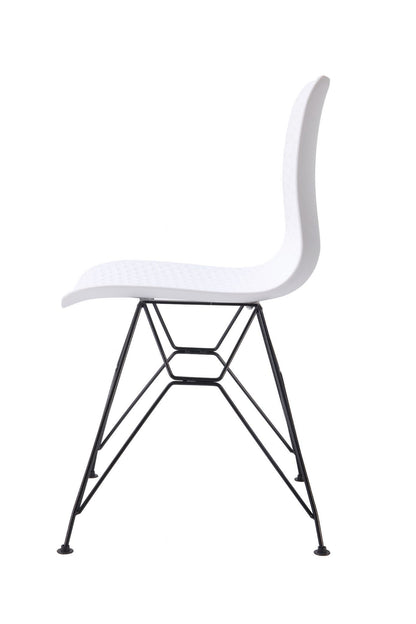 Set of 4 White Celle Plastic Dining Chairs