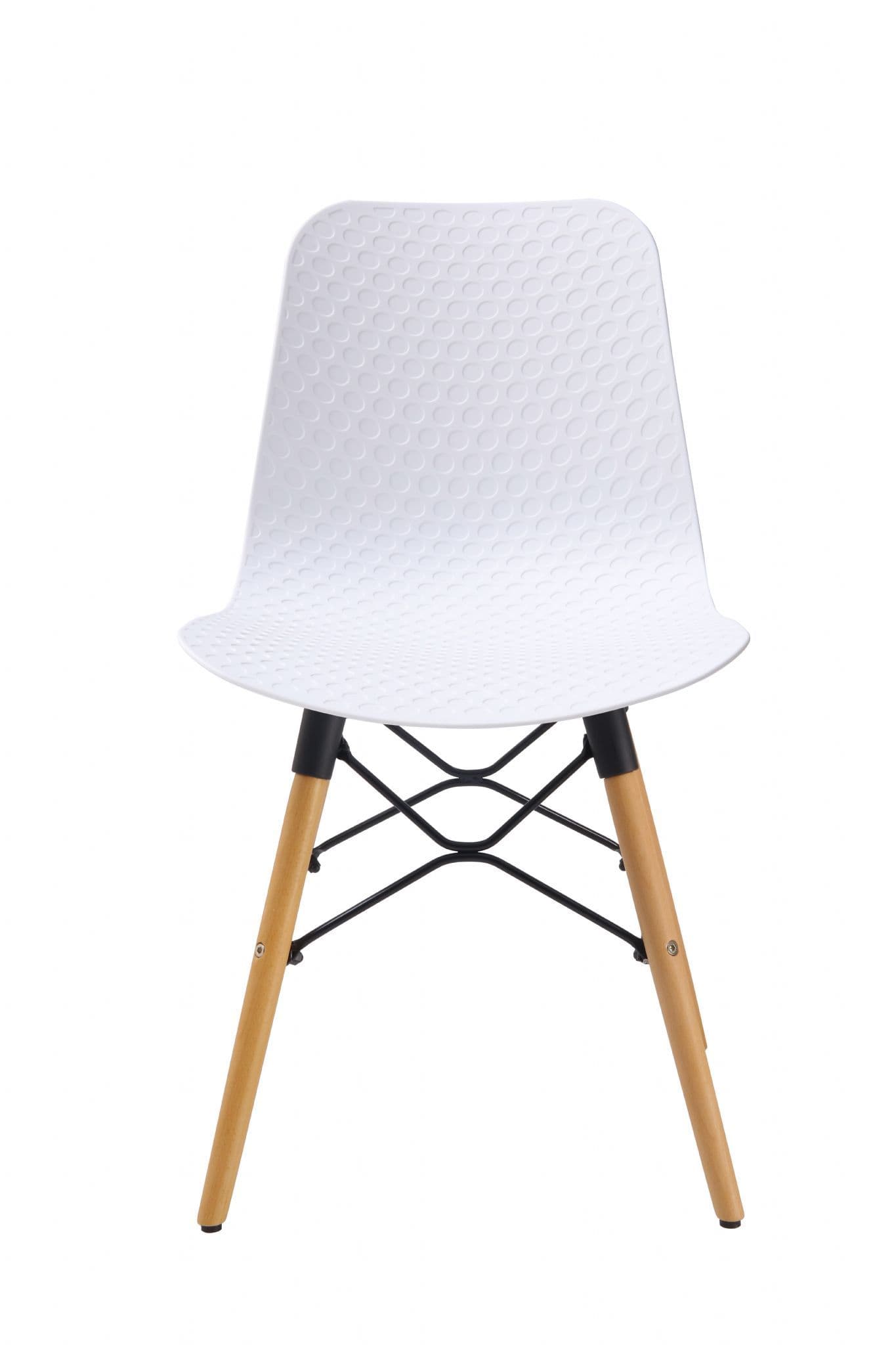 Set of 4 White Liam Plastic Chairs with Wooden Legs