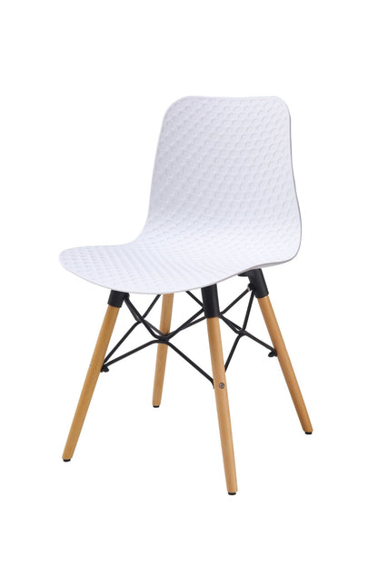 Set of 4 White Liam Plastic Chairs with Wooden Legs