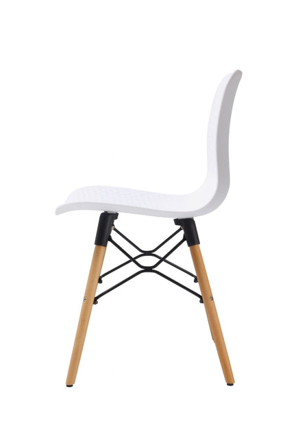 Set of 4 White Liam Plastic Chairs with Wooden Legs