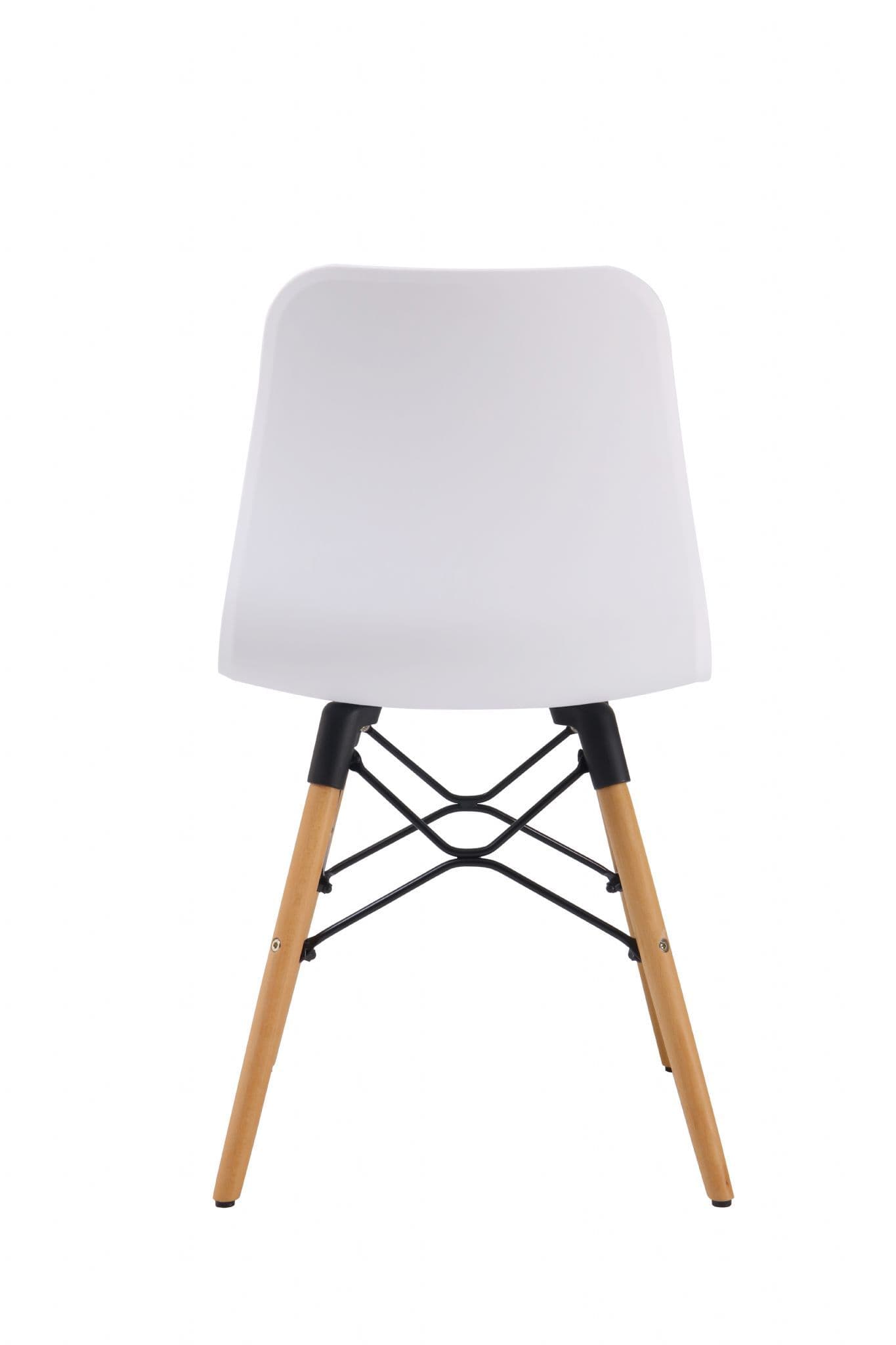 Set of 4 White Liam Plastic Chairs with Wooden Legs