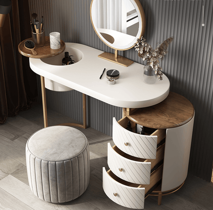 Tandy Dressing Table With LED Mirror, White, Makeup Vanity | Weilai Concept