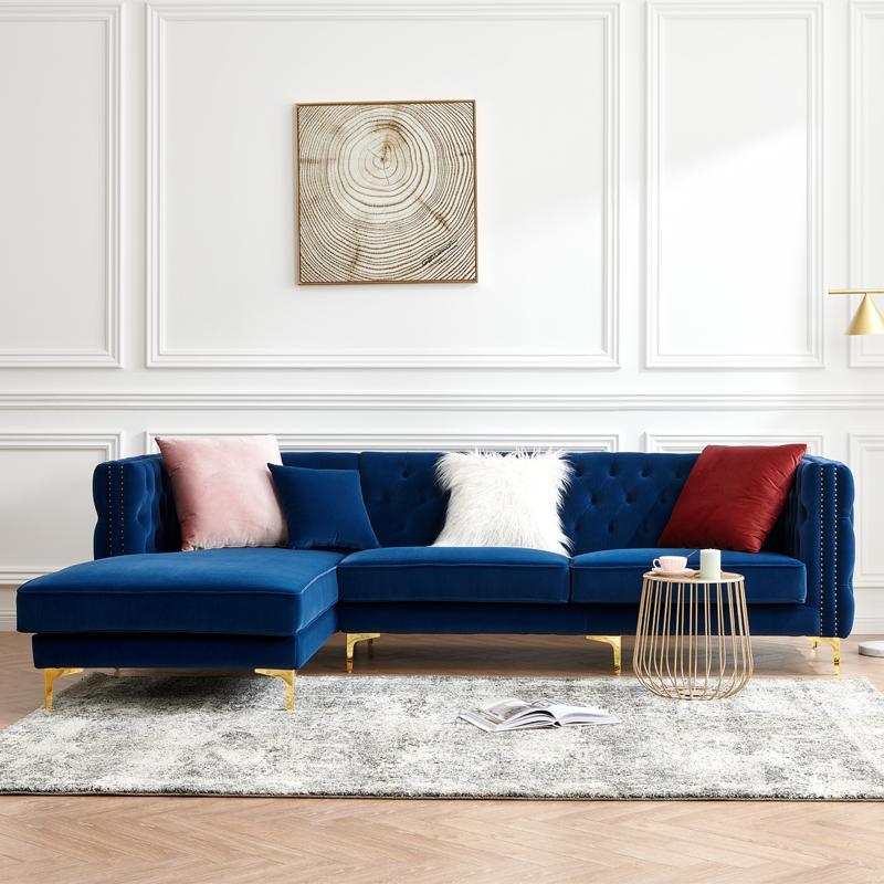 WH215 Three Seater Corner Sofa, Velvet | Weilai Concept