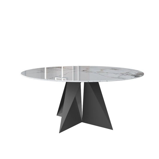 White Round Sintered Stone Dining Table