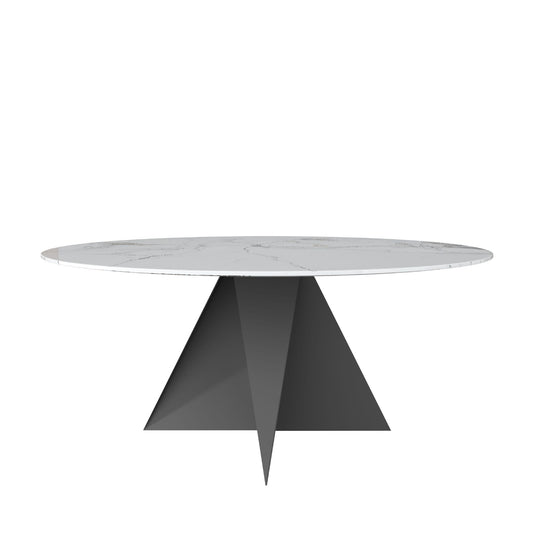 White Round Sintered Stone Dining Table