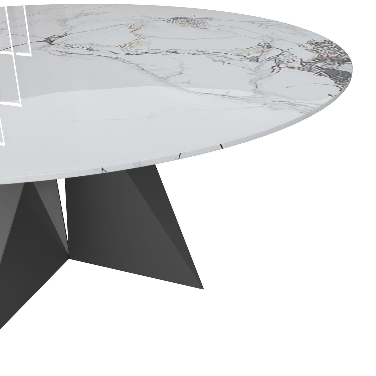 White Round Sintered Stone Dining Table