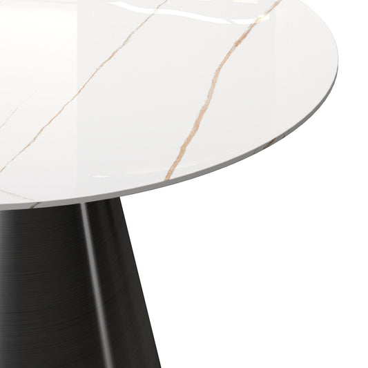 Toby White Sintered Stone Round Dining Table - 135 cm