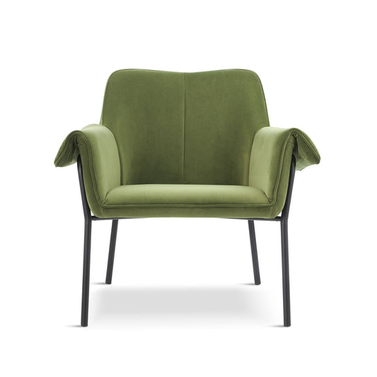 Durham Olive Green Velvet Lounge Armchair