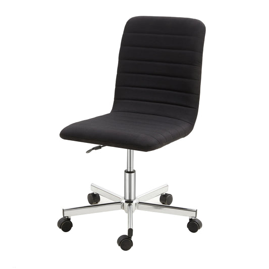 Set of 2 Black Armless Swivel Office Chairs with Adjustable Height