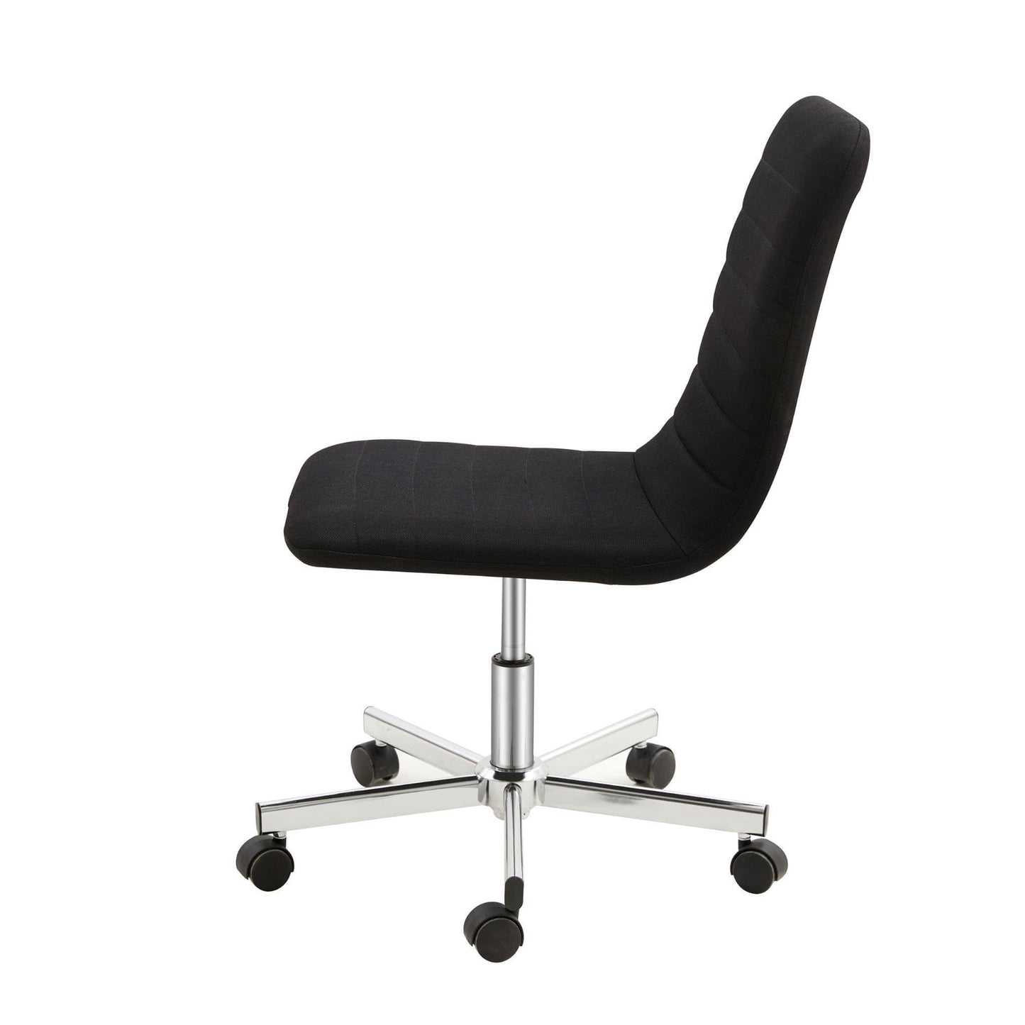 Set of 2 Black Armless Swivel Office Chairs with Adjustable Height