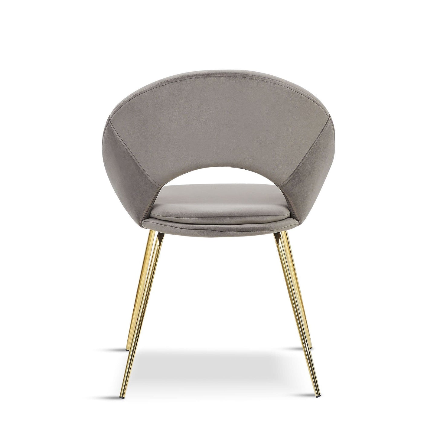 Set of 2 Grey Open Back Dining Chairs with Gold Legs