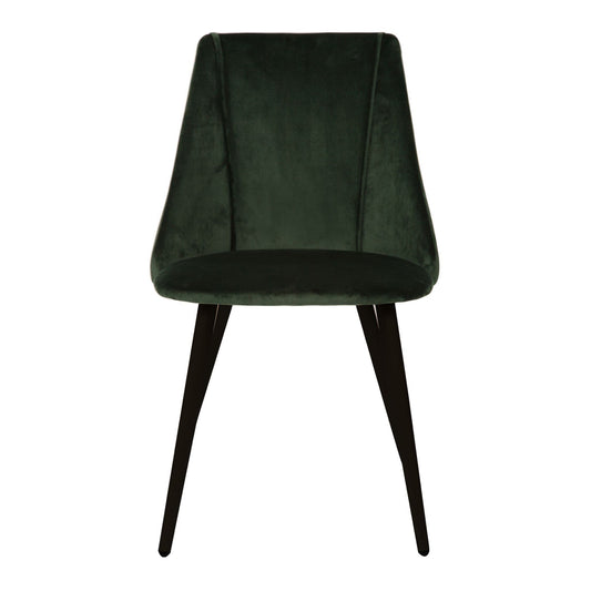 Set of 2 Lule Deep Green Upholstered Velvet Dining Chairs with Black Legs