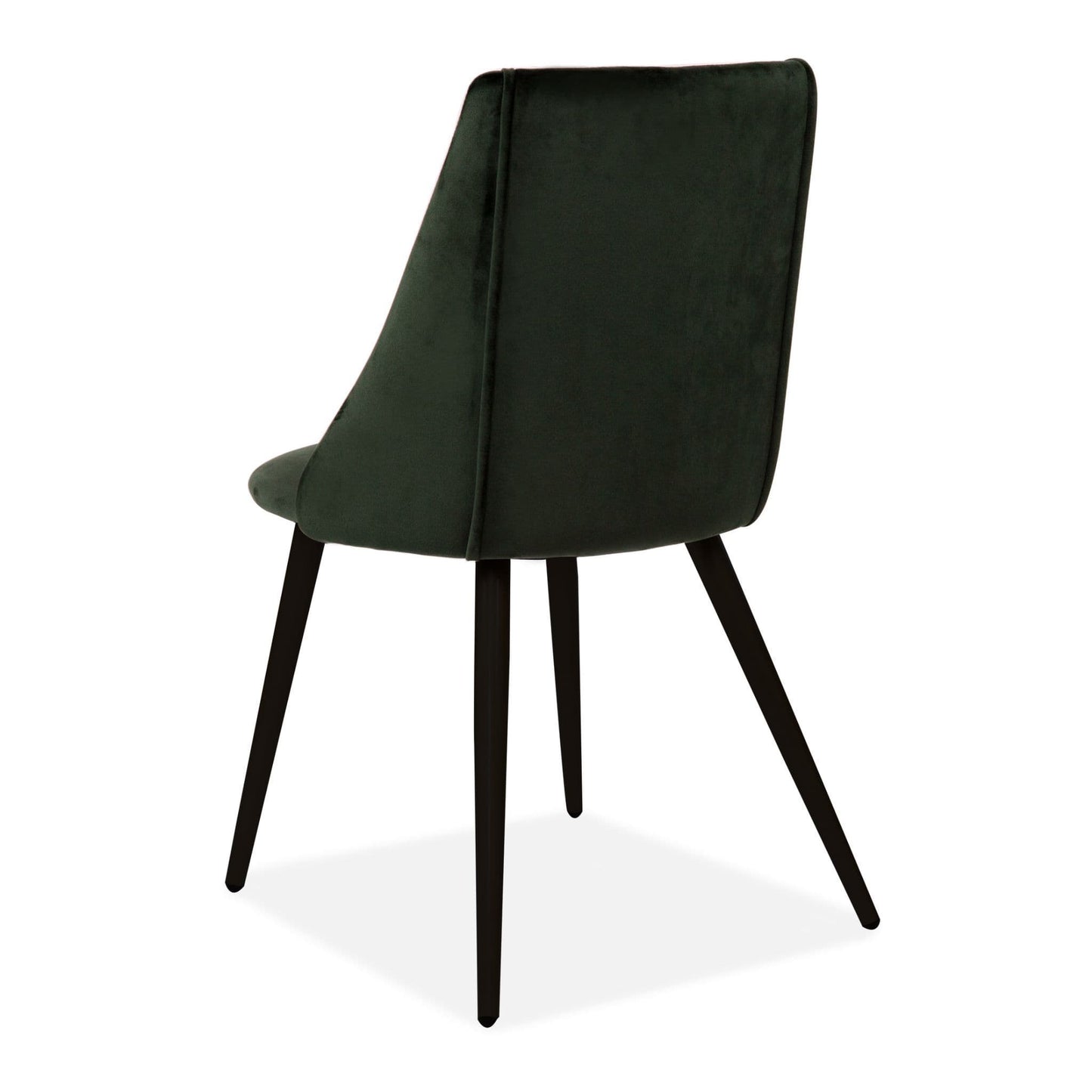 Set of 2 Lule Deep Green Upholstered Velvet Dining Chairs with Black Legs